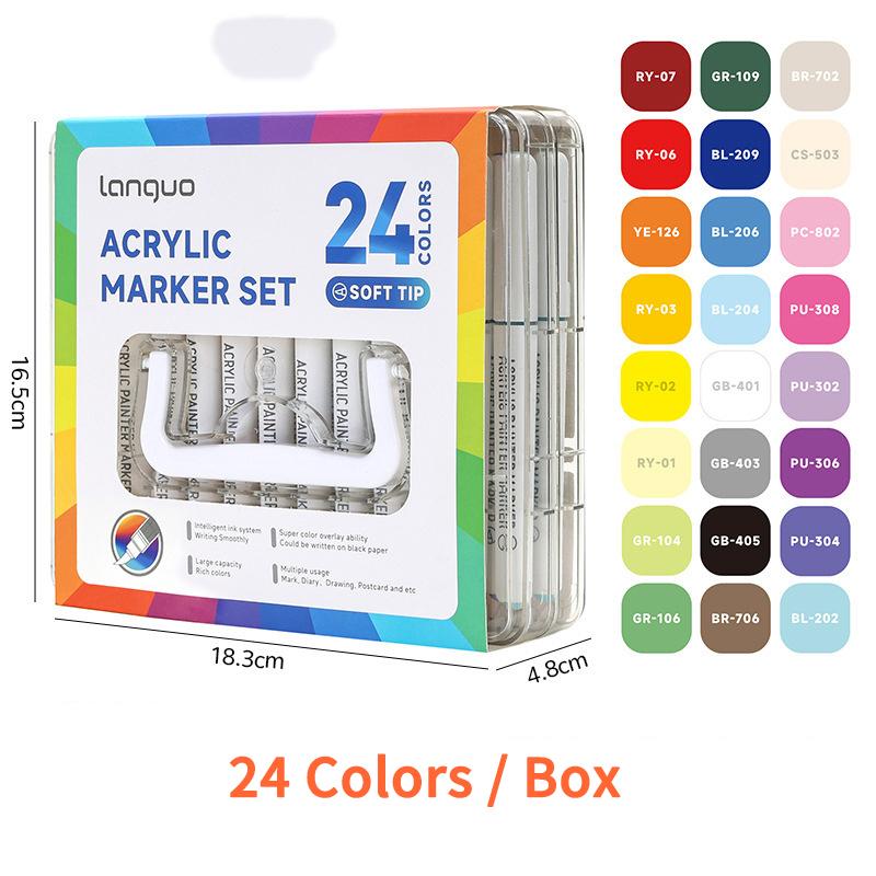 LANGUO 48/72/96 Colors Direct Liquid Colors Acrylic Paint Pens Brush Marker Pen for Student DIY Graffiti Drawing Painting Pen