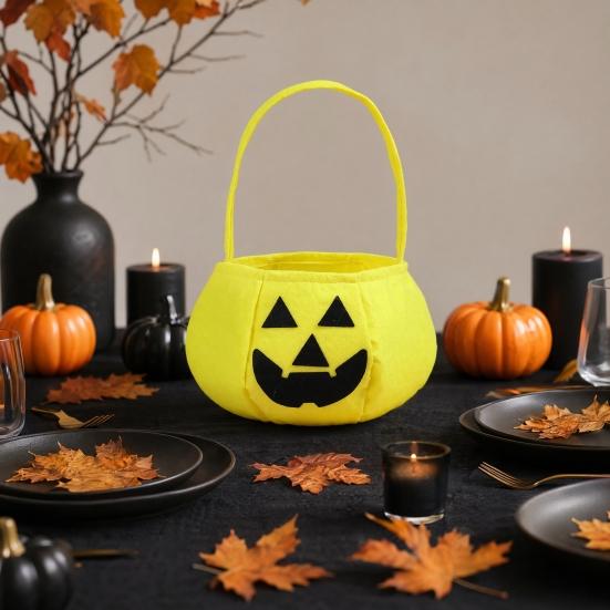 Halloween Pumpkin Candy Bag for Kids Reusable Non-Woven Trick or Treat Bucket Pumpkin