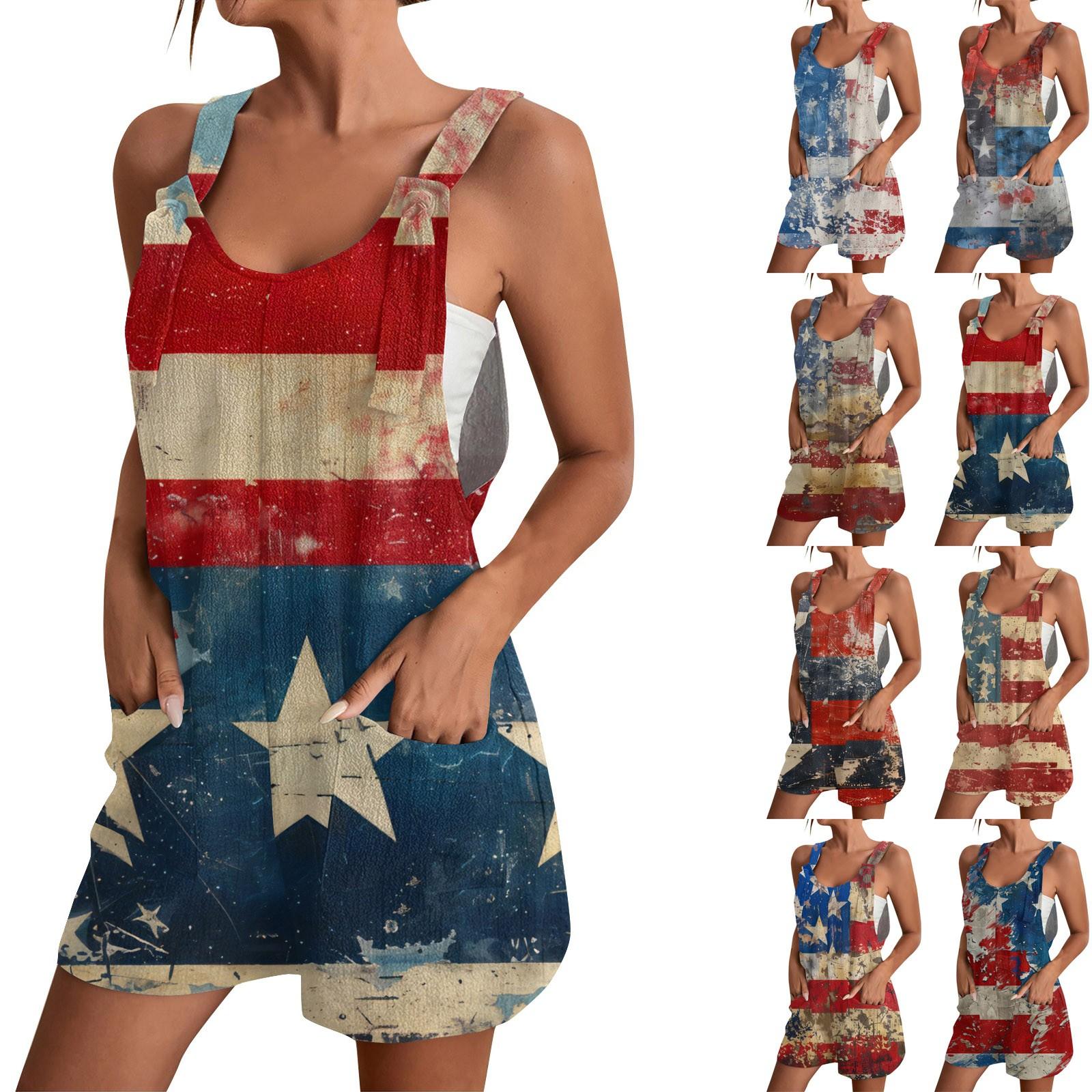 

Women s Summer Jumpsuit Shorts Independence Day Fashion Casual Jumpsuit