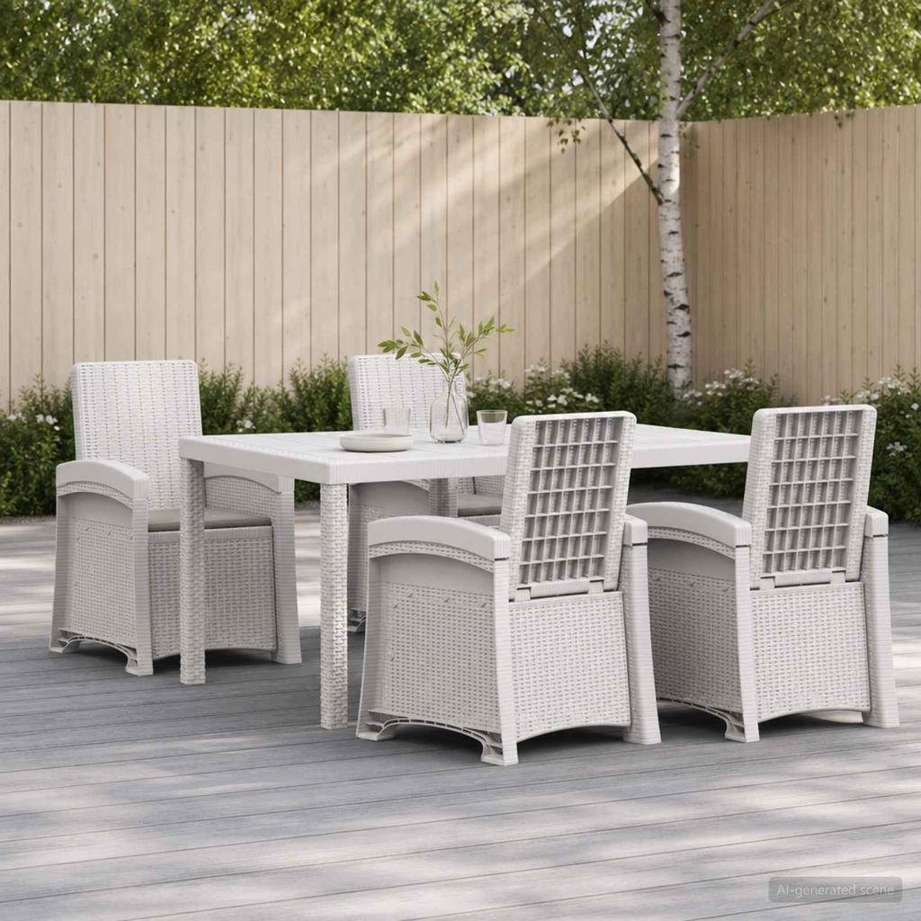 Garden Dining Set 5 pcs. White and Light Grey PP