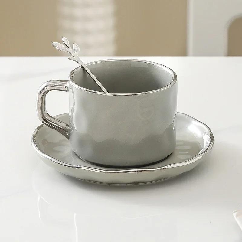JUSTINLAU Ceramic Mug Valentine's Day Gifts Breakfast Coffee Milk Oat Cup Creative Couple Cup with Handle Home/Office Water Cups