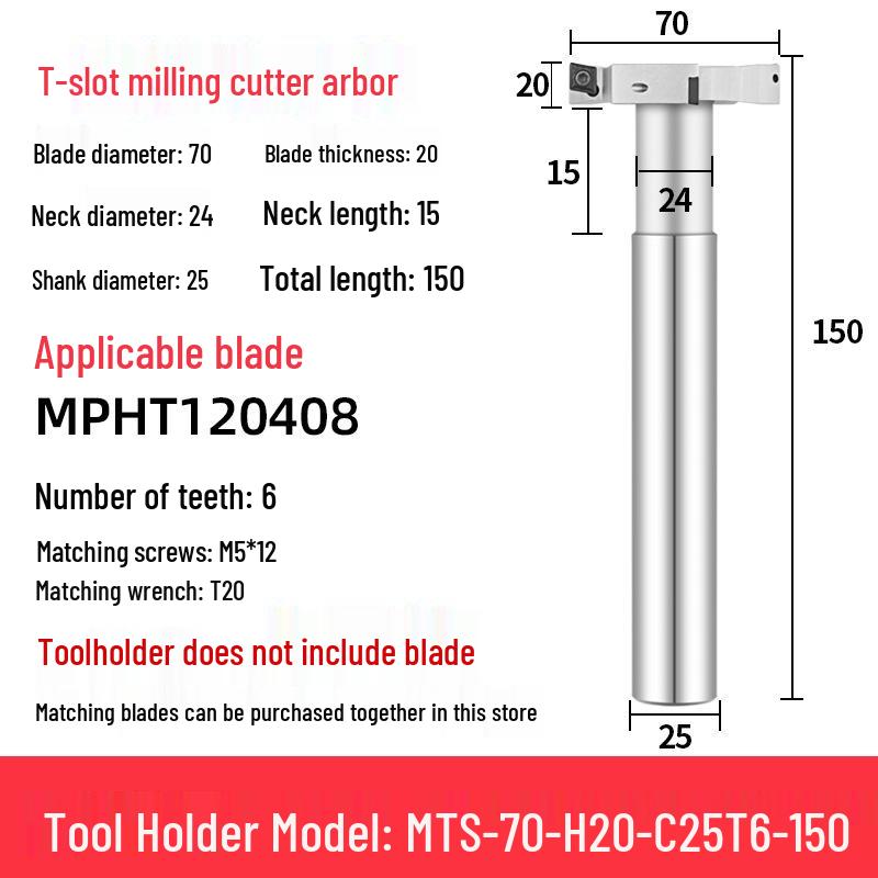 CNC T-Slot Milling Cutter with HTS Three-Sided Blade, Shank Thickness: 6, 8, 10, 12 Mm