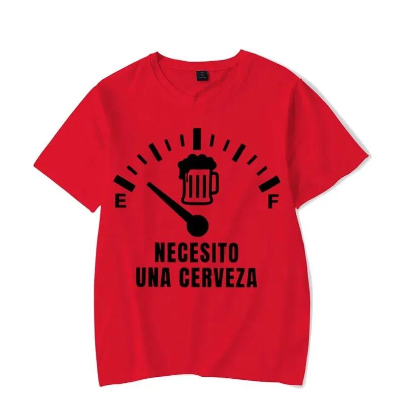 Men's Street T-shirt Necesito Una Cerveza Print Tops Tees Summer T Shirt Oversized Tee Shirt for Men Tshirt Clothing Unisex Tops