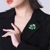 Elegant Green Crystal Flower Brooch for Women Rhinestone Lapel Pin  Party Wedding Banquet Fashion Jewelry