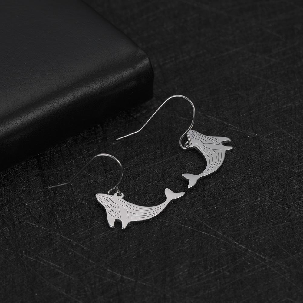 Cazador Lovely Animal Whale Drop Earrings for Women Sea Creatures Dangle Earring Mother Gifts Stainless Steel Jewelry