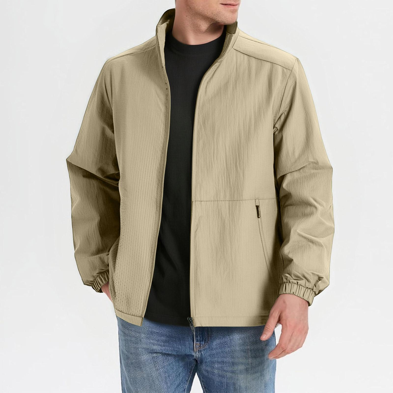 

Men s Casual Oversized Solid-Color Jacket XL хаки