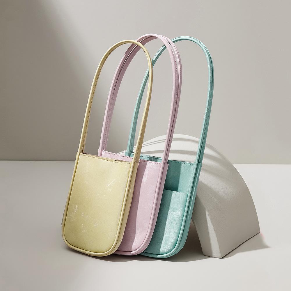 Chinese Silk Cowhide Mini Handbag Retro Small Shoulder Bag High-end Vertical Armpit Bag