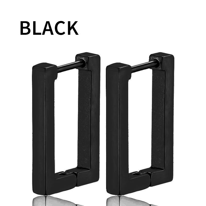 4 Pairs Multiple Styles Punk Black Stainless Stud Earrings For Men and Women Gothic Street PopHip Hop Street Ear Jewelry Gifts