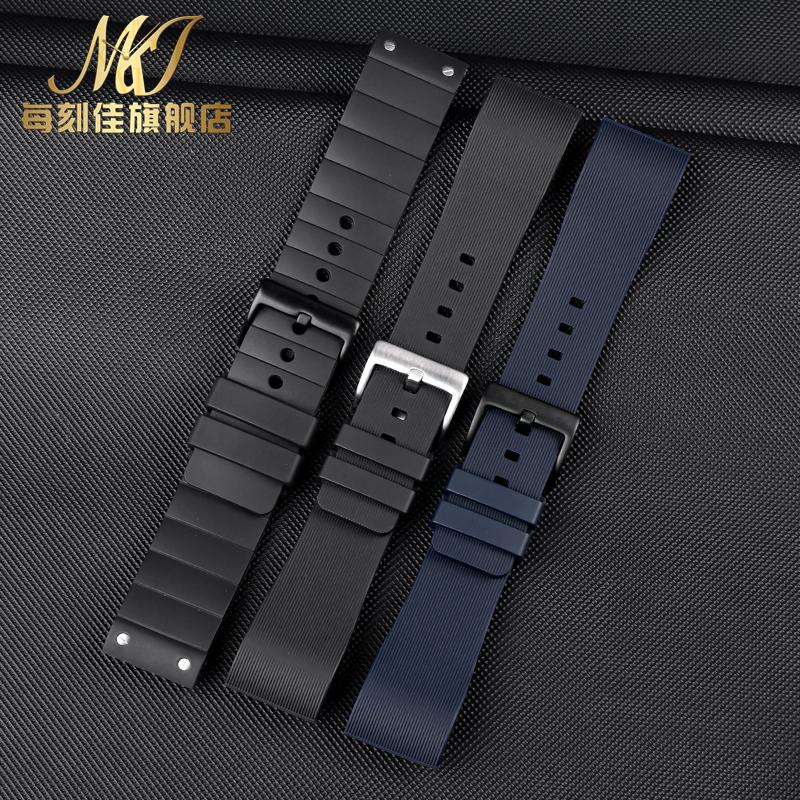 For Cartier Santos 100 Rubber Watch Band Black Rivet Silicone Strap 20mm 23mm Watch Band Men Women Brown Blue Soft Bracelet