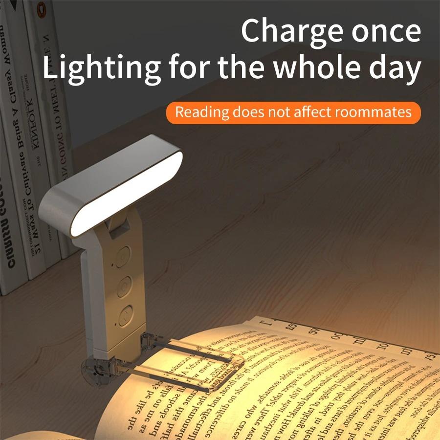 Lumină de carte USB reîncărcabilă Lampă de lectură LED Lumină de noapte mică cu clemă Dimmabilă 3 culori Protecție ochi Semn de carte portabil