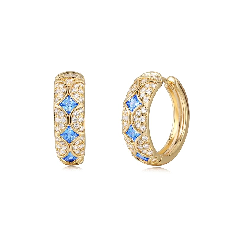 

Fettero earrings ladies hoop earrings Popularity fine red blue white zirconia Compatible with metal allergies 14k gold plated