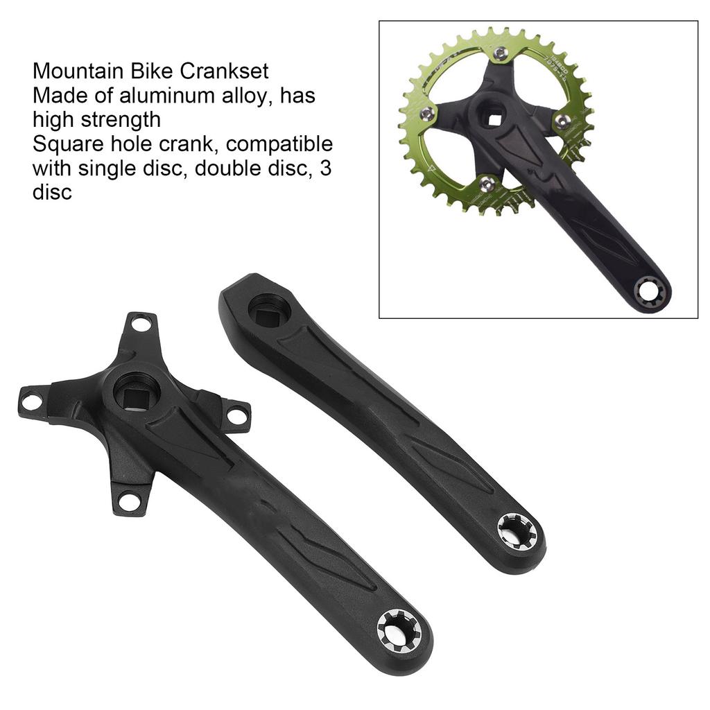 Mountain Bike Crankset Replacement Square Hole Aluminum Alloy Bike Left and Right Crank Arm