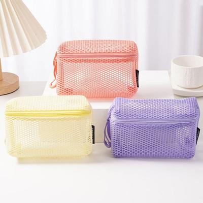 Casual Nylon Storage Pouch With Zipper Mesh Mesh Pouch Multipurpose Hand-held Cosmetic Bag Women