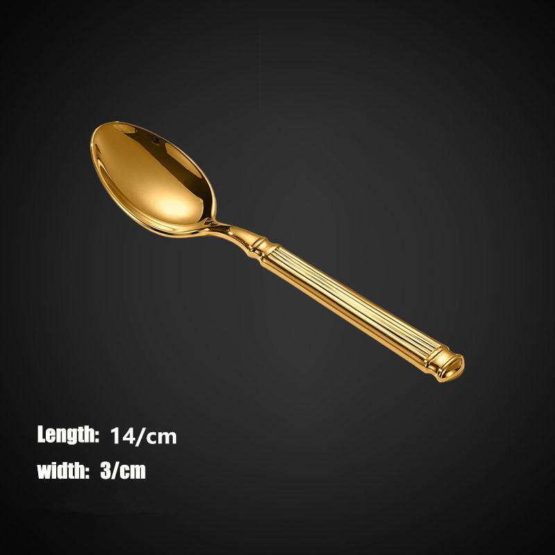 

Золотые наборы из нержавеющей стали для подарка гостям столовые приборы с римской ручкой ножи, вилки, ложки, лопатки для торта Товары для кухни ресторана