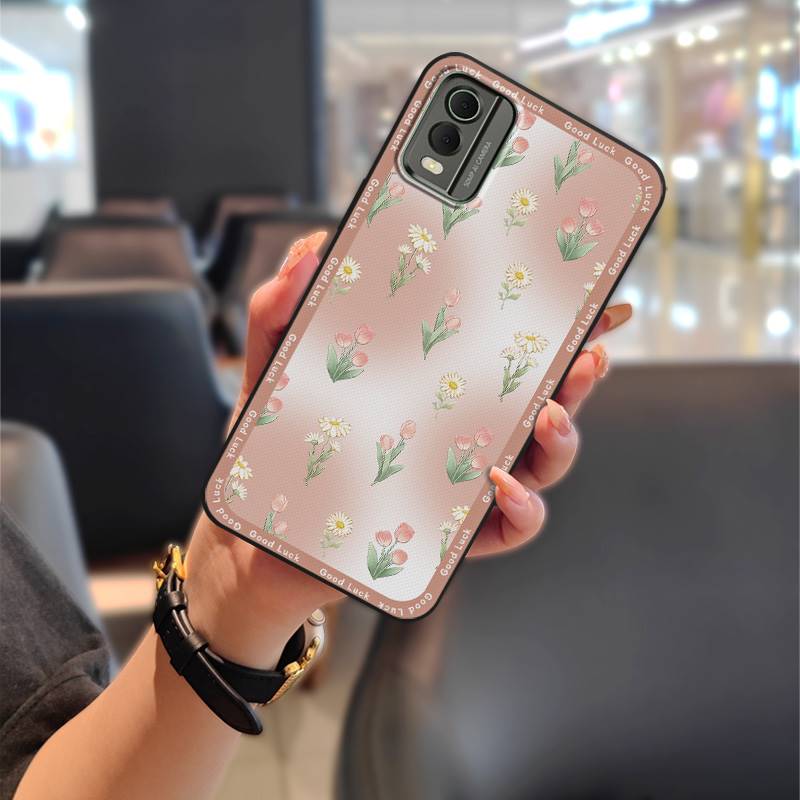 Cute Anti-dust Phone Case For Nokia C32 Waterproof Flower Back Cover Full Wrap Dirt-resistant Durable Protective TPU