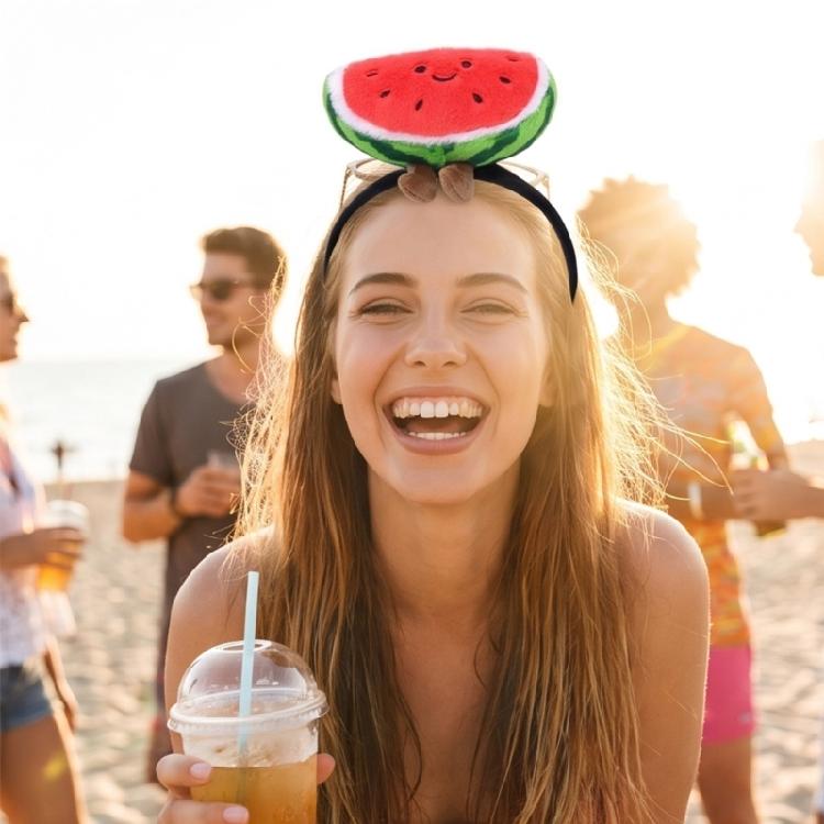 Makeup Hair Headband with Plush Watermelon Accent Soft Costume Accessory Face Washing Hair Hoop for Kids Adults and Event