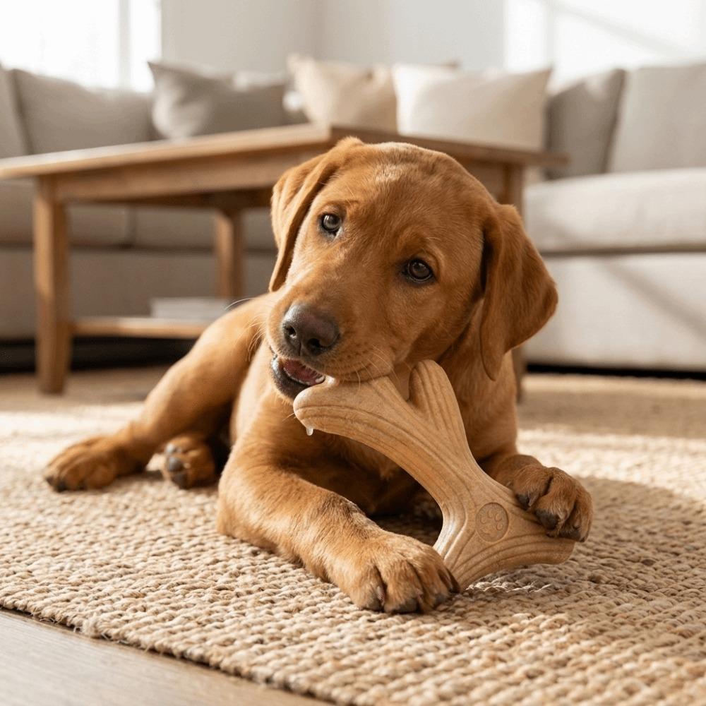 Wooden Deer Antler Chew Toy Solid Texture Dog Bite Tough Toy Dog Molar Chew Toy Small Breed Dog