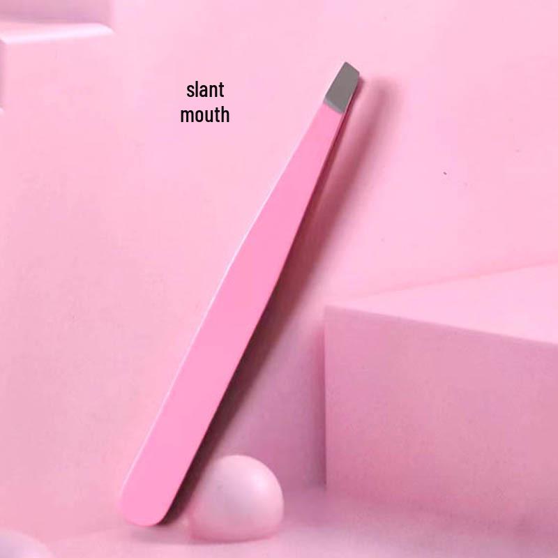 Pink Stainless Steel Tweezers: Eyebrow Shaping & Eyelash Curler Tool