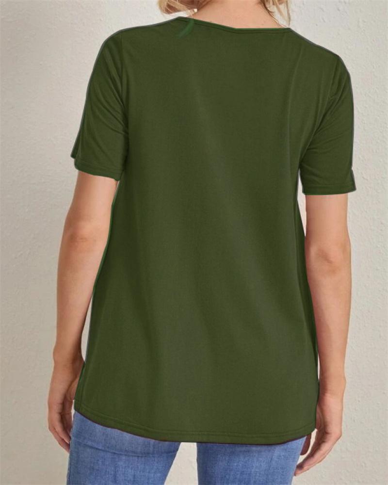 Nové těhotenské ležérní jednobarevné topy Sto kulatý výstřih s rozparkem Těhotenské oblečení topy s krátkým rukávem