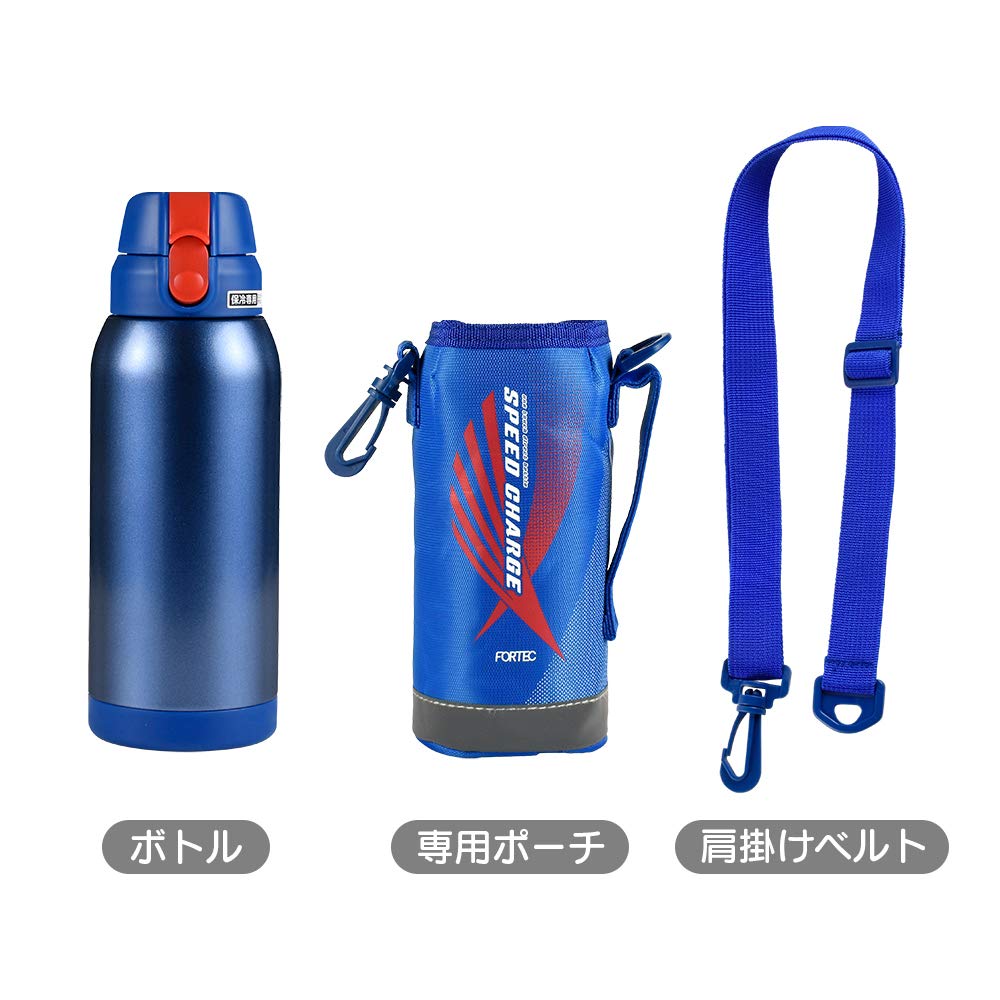 Wahei freiz Fortec Speed Sports Water Bottle with One-Touch Closure, 600ml, Blue, Vacuum Insulated, Direct Drinking, Keeps Cold, RH-1423