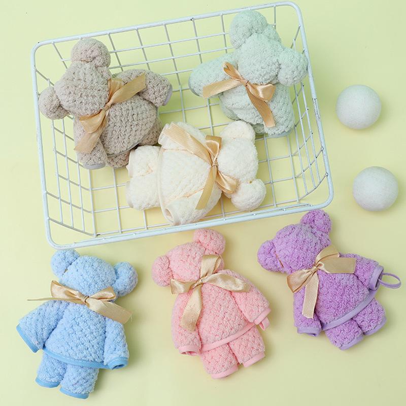 Coral Fleece Bear Shaped Towel Gift Box Set For Wedding Return Gifts Baby Souvenirs Creative Plush Hand Towels For Events KTY