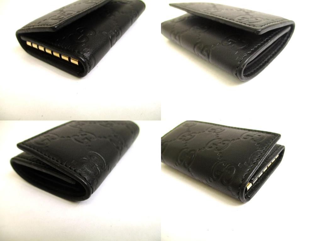 Authentic GUCCI Guccissima Black Leather 6 Pics Key Chain #921  Refurbished