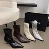 Fashion Autumn New Thin Heel Single Boots Women's Fashion Pointy Back Zipper Temperament High Heel Short Boots