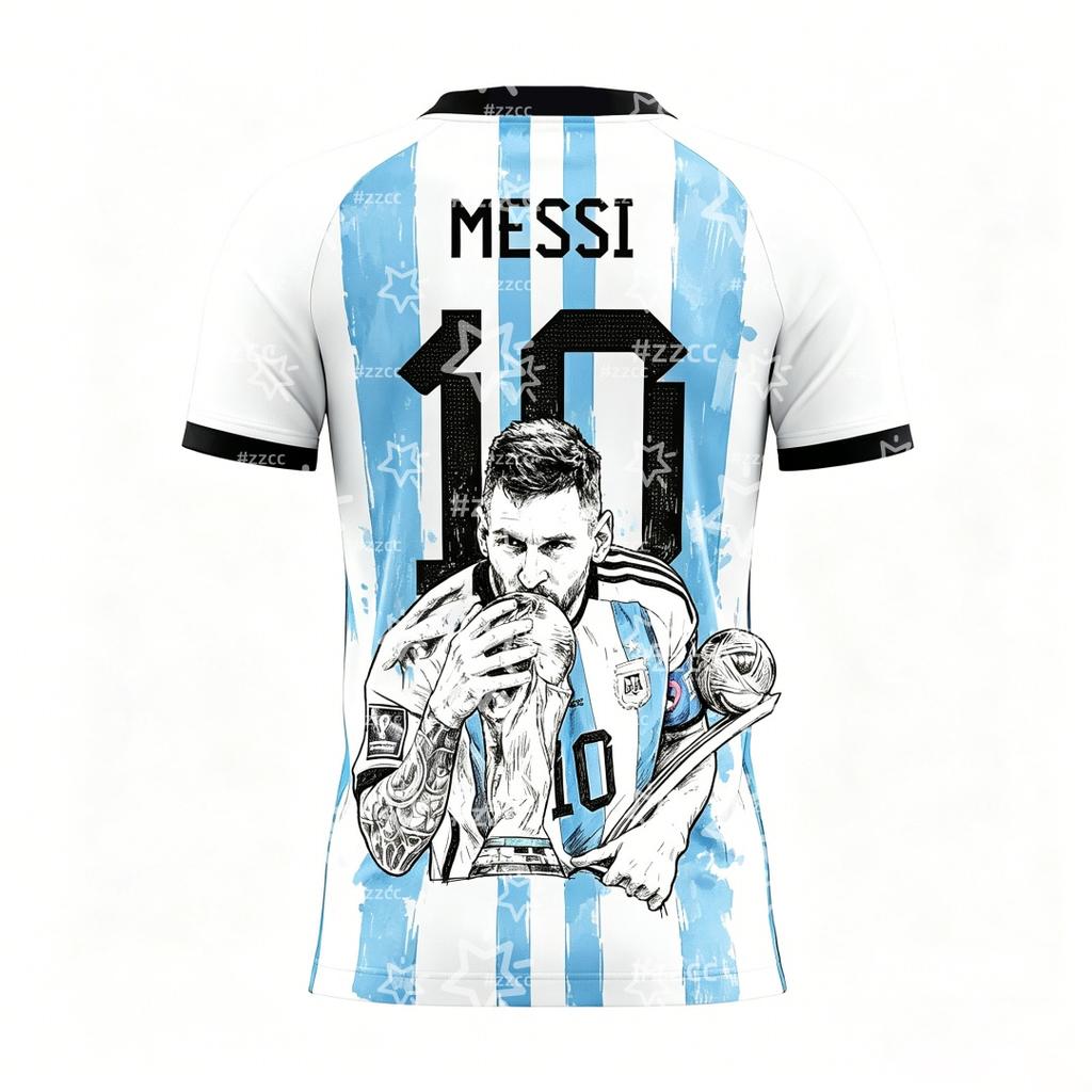 New Messi Summer 3D Printable Family Clothing Football Shirt T-shirt Is Loose and Comfortable Suitable for Daily Wear