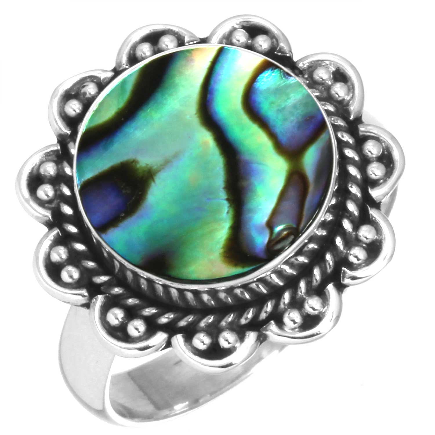 

Кольцо из стерлингового серебра 925 пробы с драгоценными камнями, ювелирные изделия ручной работы, подарок на День дружбы, аквамариновый халцедон, ракушка-ушка, синий солнечный камень, лабрадорит, пренит 13