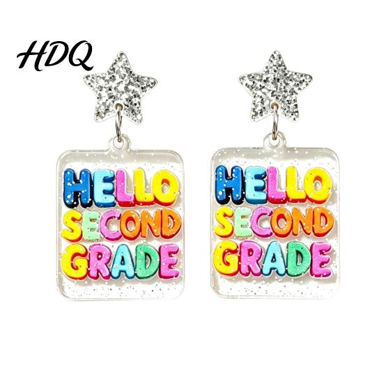 Creative School Season Jewelry 1 Pair Back to Earrings Colorful Acrylic Letter Dangle Campus Atmosphere Accessories Drop First Day of Appreciation