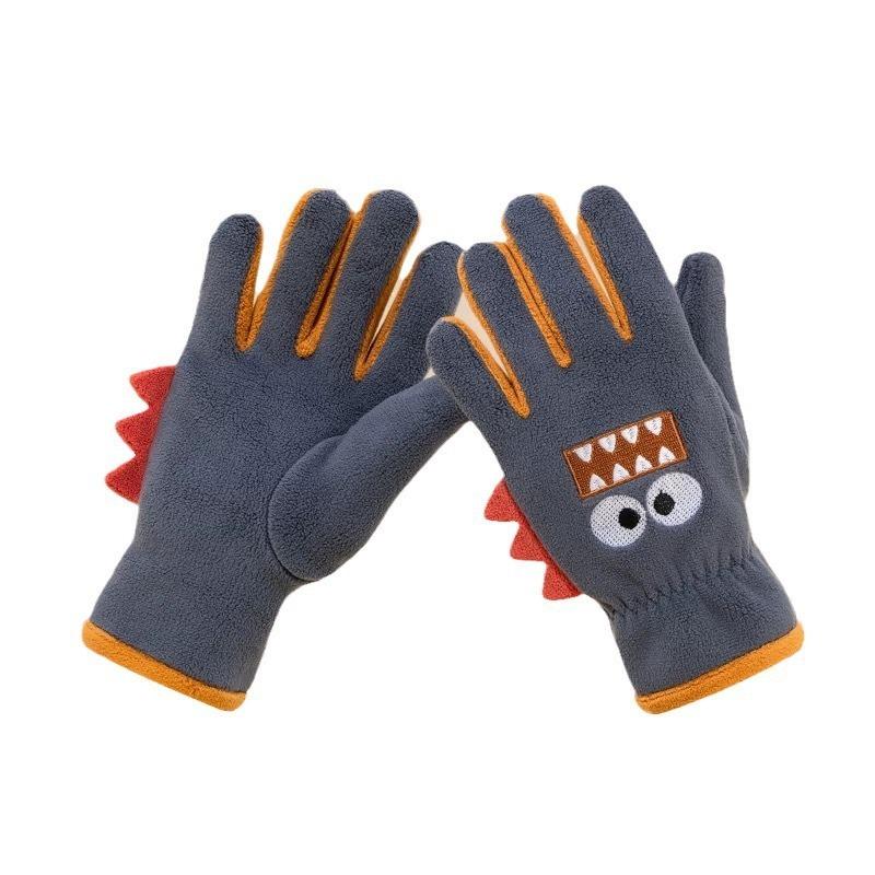 -Year-old Children's Gloves Winter Velvet Warm Windproof Cute Cartoon Boy Primary School Students Outdoor Antifreeze and Cold