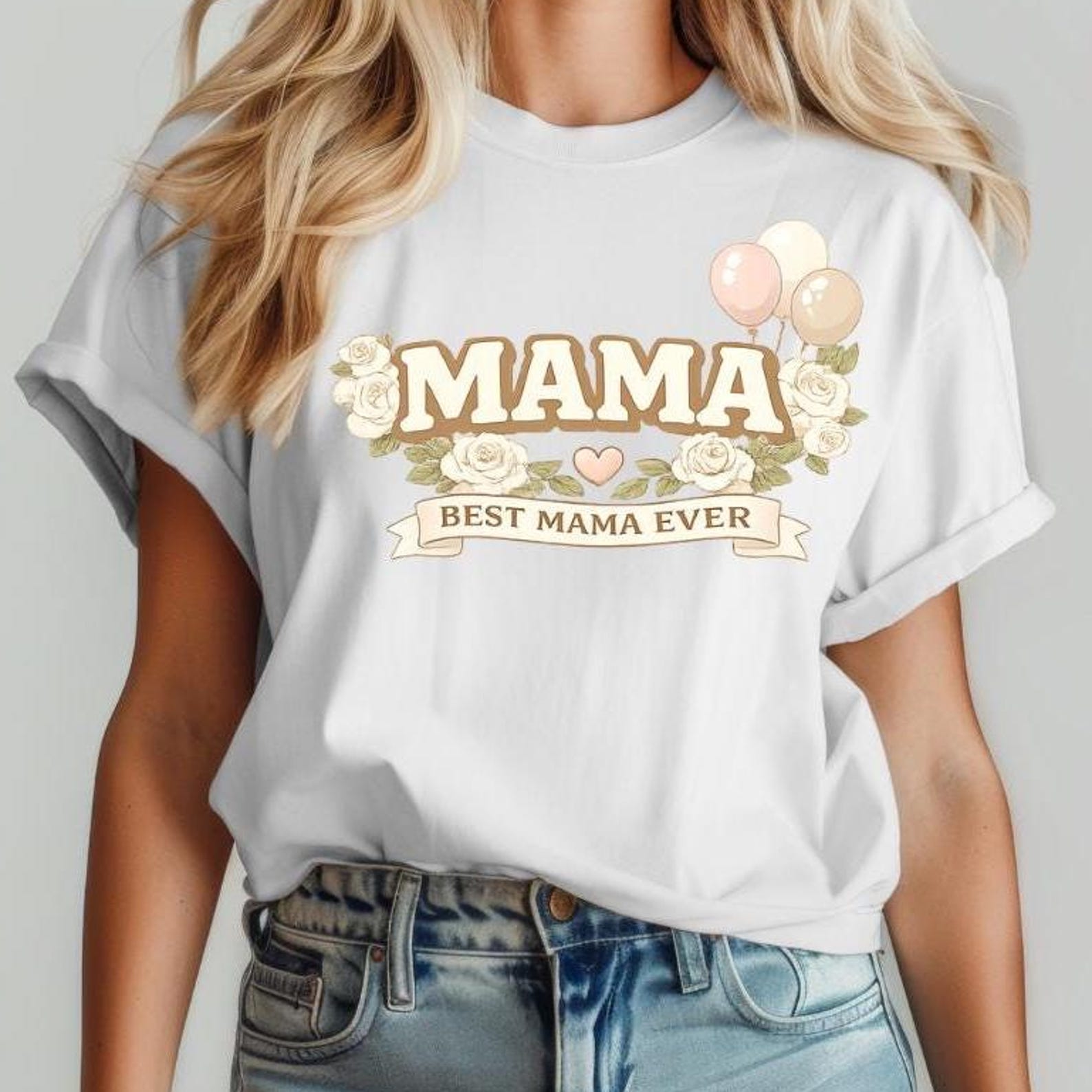 Comfort Colors Mama Balloon Shirt, Mama Est 2026 Shirt, Best Mama Ever Tee, Mothers Day T-Shirt, Trendy Mama Shirt, Floral Mama Tee XL