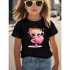 Children's Casual Short Sleeved T-shirt, Letter Cartoon Dancer Printed Fashionable Anime Short Sleeved Top