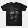Men Black Print T-shirt Mountain Bike Patent Inventors White No-Cut Transfer Paper Print Cotton Tshirt