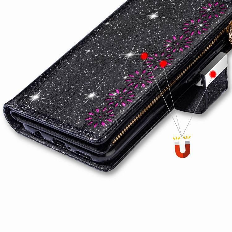 Redmi Note 9 Pro/K30/8A Leather Wallet Case with Laser Engraved Nine Card Slots
