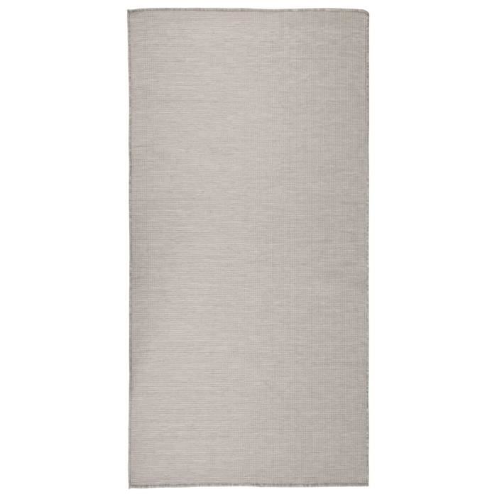VidaXL Tapis à tissage plat d'extérieur 100x200 cm Taupe