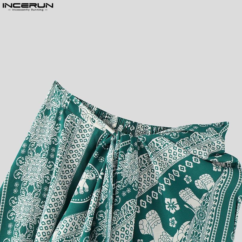 INCERUN Fuste lungi de vacanță pentru bărbați, cu talie înfășurată, cu volane, Bohemia