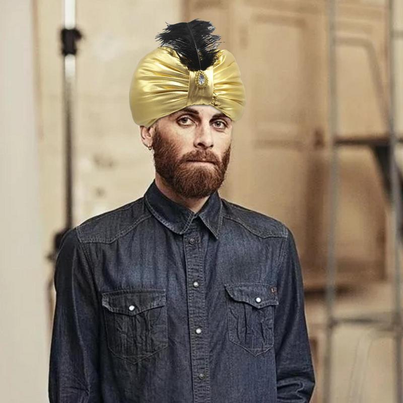 Chapéu Turban Aladdin Sultão Aladdin Headwear Vintage Árabe Novidade Halloween Páscoa Chapéus Árabes com Gema Pena chapéu árabe