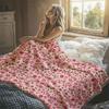 Pink Simple Daisy Flannel Blanket Warm Soft Halloween Christmas Decorative Couch Warm Cozy All-Season Gift