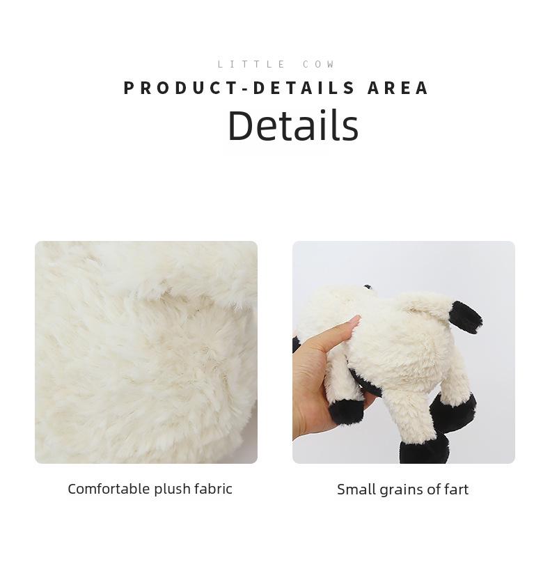 Smiling Black and White Calf Plush Toy - Soothing Doll Gift for Girls