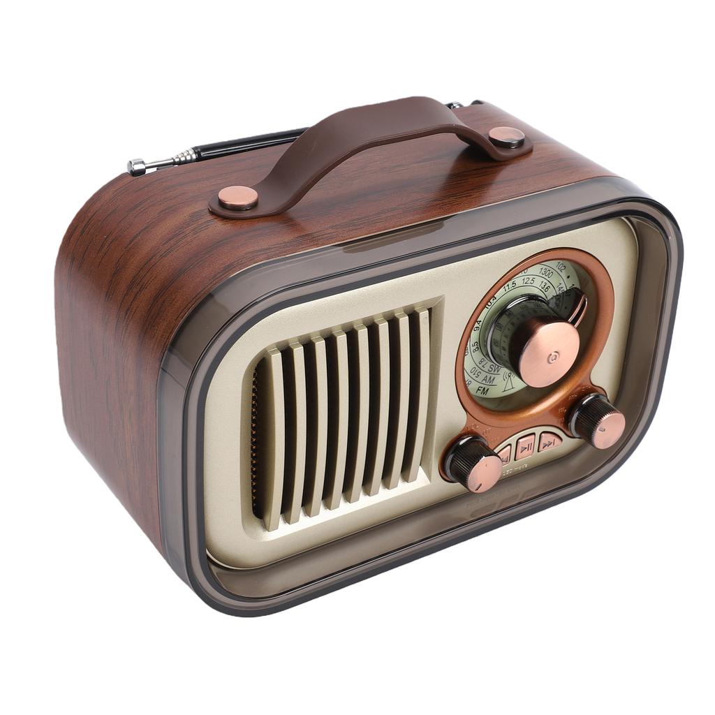 Retro Bluetooth Speaker Radio Portable AM FM SW Radio Rechargeable Wireless Speaker with Telescopic Antenna for Home
