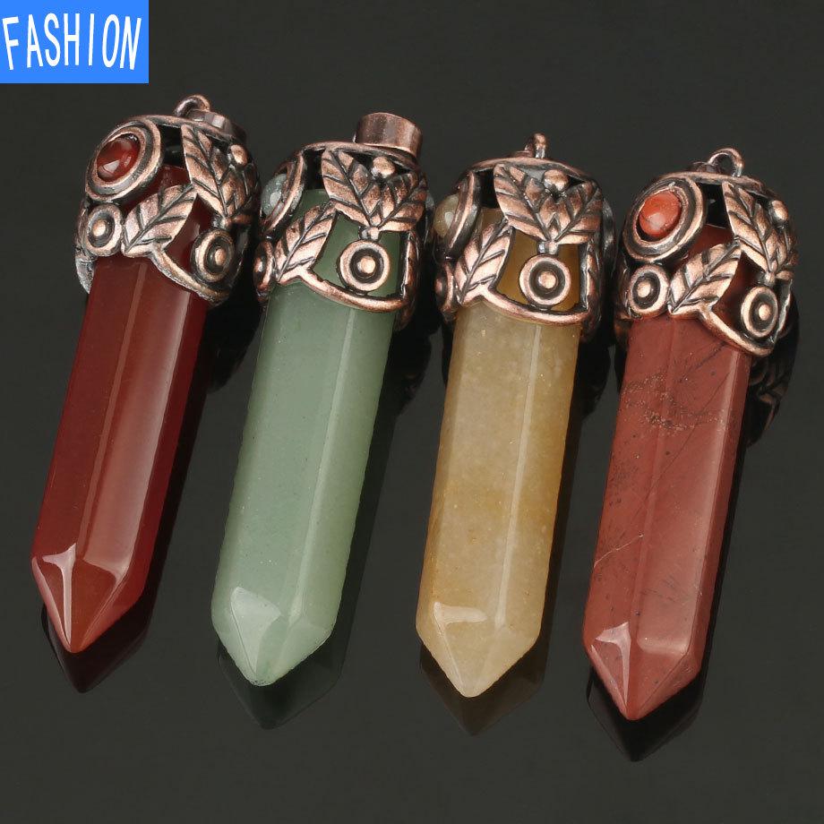 Natural Crystal Hexagonal Pendant Amethyst Necklace Autumn And Winter Women'S Retro Necklace