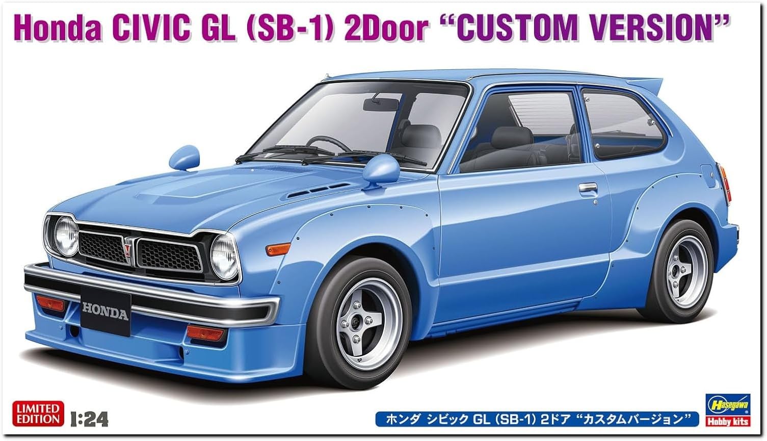 

Hasegawa Scale Honda Civic GL Custom Version Plastic Model Kit 20773 1/24 (SB-1) 2-Door (Car)