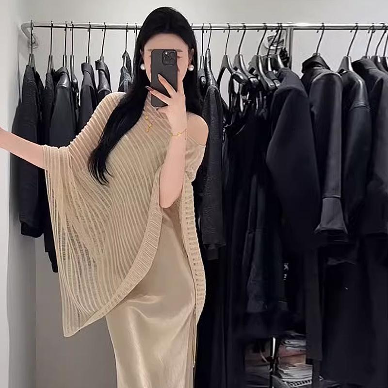 Summer New Hollow Knitted Bat Sleeve Cape Sun Protection Blouse For Women