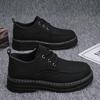 Tooling Men's Shoes Autumn New Black Casual Versatile Leather Shoes Low-top Thick-soled Heightening Labor Insurance Shoes Wear-resistant Martin Boots