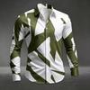 Men's Artistic Geometric Abstract Print Long Sleeve Dress Shirt Smooth Breathable Fabric Slim Fit Formal Business Casual Social