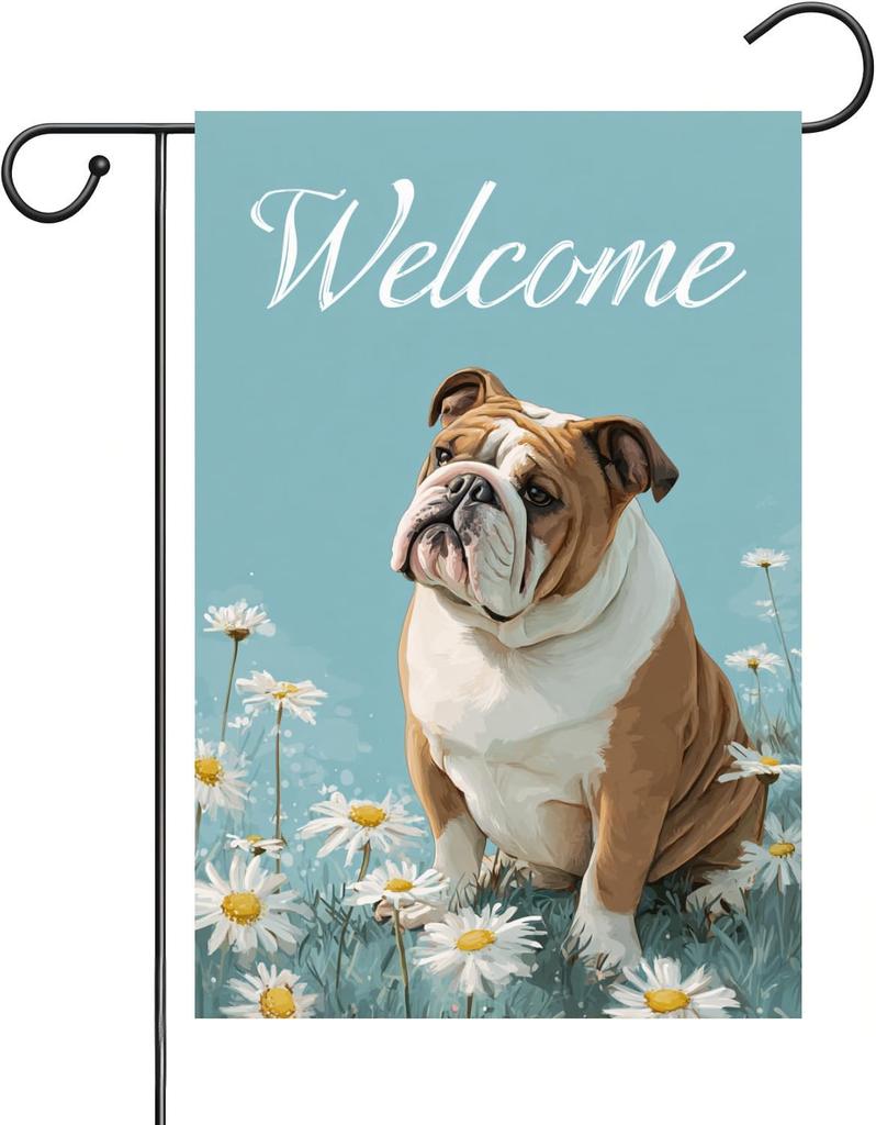 Welcome Bulldog Garden ag Family Gathering Spring And Summer Lawn Courtyard Outdoor Decoration 12x18 Double-Sided YYQ GGO