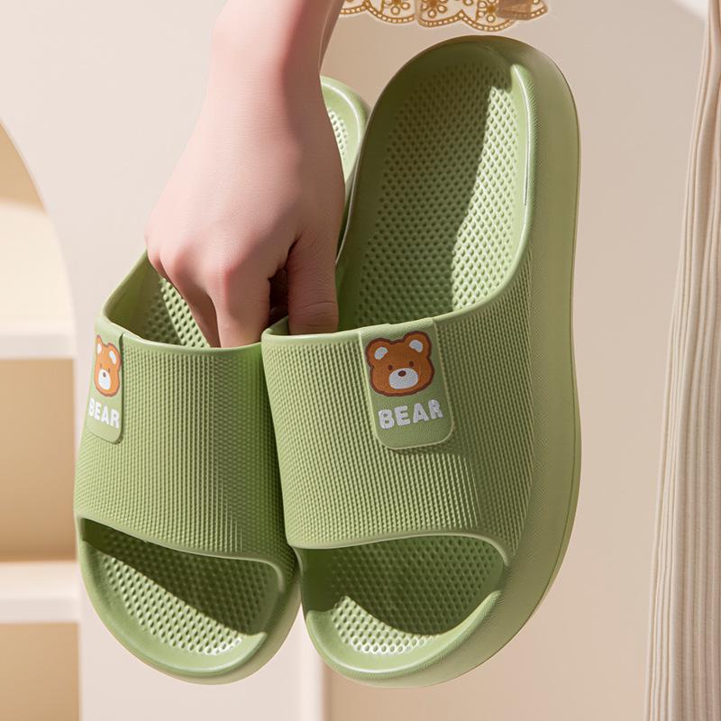 New Summer Thick-Soled Non-Slip Cute Bear Slippers for Women, Soft EVA Home & Outdoor Slippers for Men