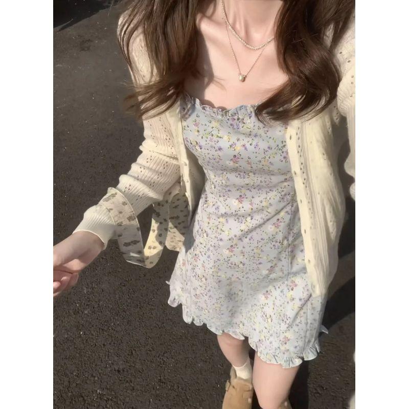 

Кардиган с вырезами Летний тонкий офисный кардиган Платье-слинг Шаль Верхняя одежда Подходящая Вязаная одежда Солнцезащитный Белый Топы Женские Beige White S