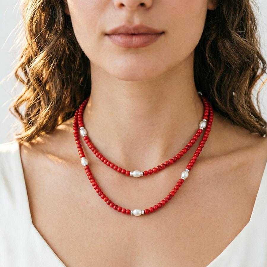

New Bohemian Women Layered Necklace Beach Leisure Accessories 3 Color Options Imitation Pearl Surfing Jewelry Perfect Gift Male красный